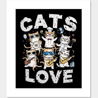 Cats Love Funny Cat lovers shirt Posters and Art